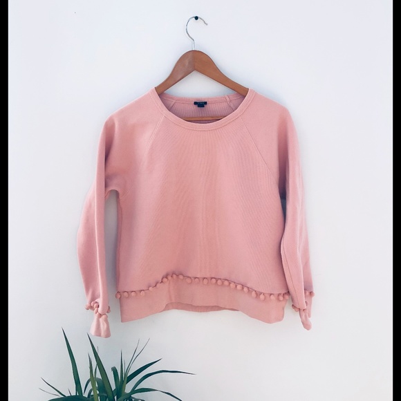 J. Crew Tops - J Crew Pink Pompom Sweatshirt